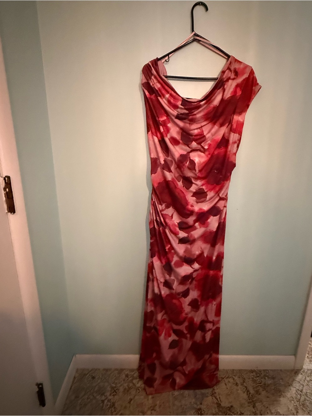 Premier Red/Pink Printed Cowl Neck Maxi Dress